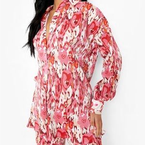 Boohoo TALL Plisse Printed Set Blouse